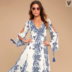 LuLu's Blue and White Maxi Dress - Never Worn